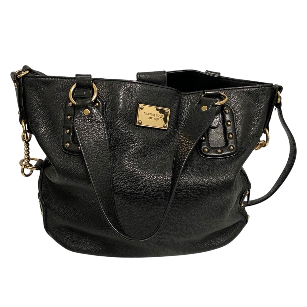 Michael Kors Black Leather Handbag w/ Gold Hardware